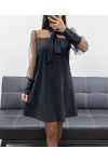 VESTIDO DE NOCHE CON TACHUELAS AH250978 NEGRO