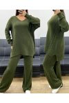 ENSEMBLE MAILLE PULLOVER + PANTALON AH250650 KAKI