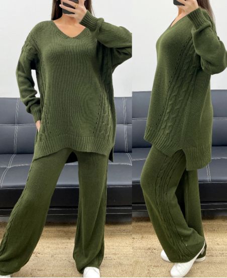 SWEATER + PANTS KNIT SET AH250650 KAKI