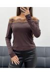 CHOCOLATE AH250698 LACE TOP