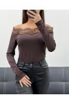 TOP DENTELLE AH250698 CHOCOLAT