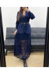 NAVY BLUE LACE LONG SKIRT AH250679