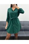 VESTIDO TÚNICA CON TACHUELAS + CINTURÓN AH250701 VERDE