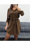 ROBE TUNIQUE CLOUTéE + CEINTURE AH250701 CHOCOLAT