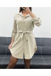 ABITO TUNICA BORCHIATA + CINTURA AH250701 BEIGE