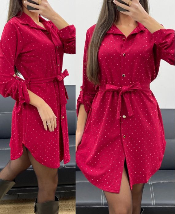 JURK TUNIEK + RIEM AH250701 BOURGONDIË