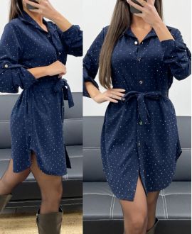 JURK TUNIEK MET STUDS + NAVY AH250701 RIEM