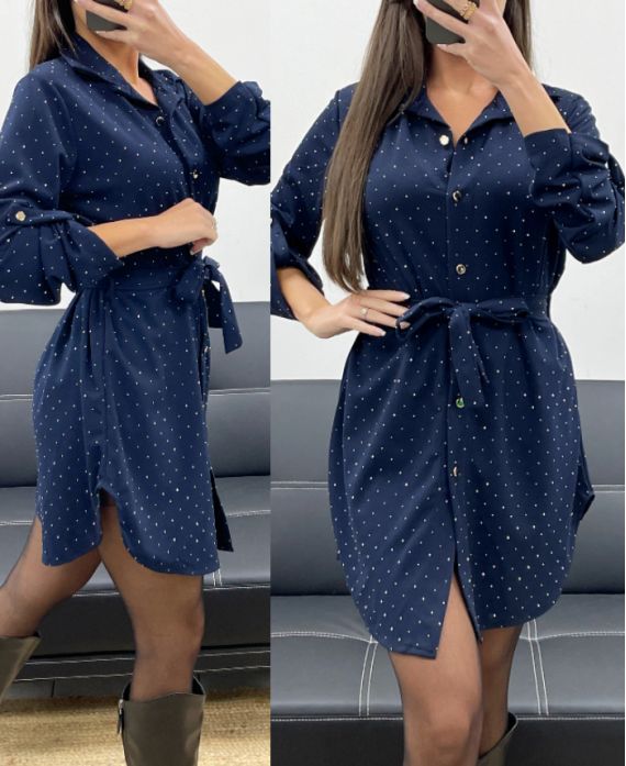 JURK TUNIEK MET STUDS + NAVY AH250701 RIEM