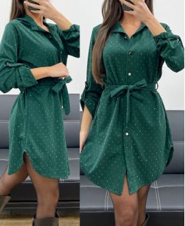 JURK TUNIEK MET STUDS + GROENE AH250701 RIEM