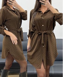 JURK TUNIEK MET STUDS + CHOCOLADE AH250701 RIEM