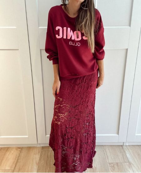 LANGE KANTEN ROK AH250679 BORDEAUX