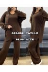 PLUS SIZE GEBREIDE TRUI SET + CHOCOLADE AH250721 BROEK