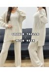 PLUS SIZE TRUI GEBREIDE SET + BROEK AH250721 BEIGE