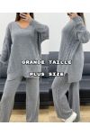 CONJUNTO DE PUNTO JERSEY DE TALLA GRANDE + PANTALÓN AH250721 GRIS