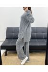 CONJUNTO DE PUNTO JERSEY DE TALLA GRANDE + PANTALÓN AH250721 GRIS