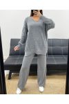 CONJUNTO DE PUNTO JERSEY DE TALLA GRANDE + PANTALÓN AH250721 GRIS