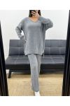 CONJUNTO DE PUNTO JERSEY DE TALLA GRANDE + PANTALÓN AH250721 GRIS