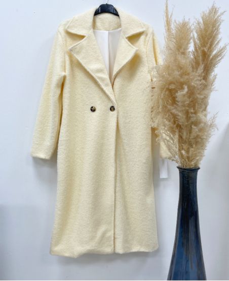 MANTEAU LONG OVERSIZE 2 POCHES A POILS DOUX AH36368 ECRU