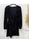 VESTITO NERO DI VELLUTO CON PAILLETTES AH250728