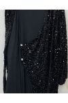 VESTIDO DE TERCIOPELO NEGRO CON LENTEJUELAS Y AH250728