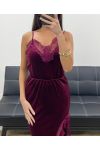 TOP IN VELLUTO PIZZO CON SPALLINE AH250671 BORDEAUX