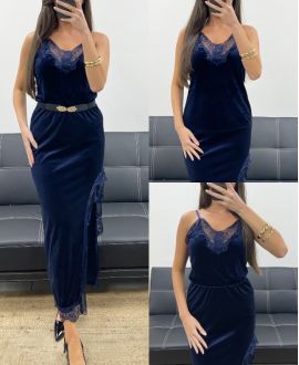 TOP AUS SAMT SPITZE MIT TRÄGERN AH250671 MARINEBLAU