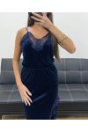 VELVET LACE TOP WITH STRAPS AH250671 NAVY BLUE
