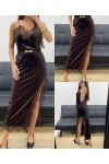 LONG VELVET LACE SKIRT WITH CHOCOLATE SLIT AH250675