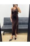 LONG VELVET LACE SKIRT WITH CHOCOLATE SLIT AH250675
