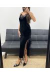 LONG VELVET LACE SKIRT WITH BLACK SLIT AH250675