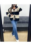 MAGLIA CARDIGAN A RIGHE MORBIDE AH255061 NERO