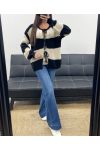 SOFT STRIPED CARDIGAN SWEATER AH255061 BLACK