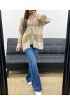 PULL GILET DOUX A RAYURES AH255061 BEIGE