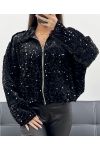 GIACCA NERA CON PAILLETTES E ZIP AH250669