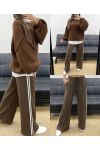 PANTALON 2 POCHES A BANDES AH250688 CHOCOLAT