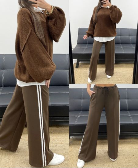 2-POCKET BROEK MET CHOCOLADE AH250688 STREPEN