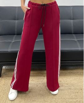 PANTALON 2 POCHES A BANDES AH250688 BURGUNDY