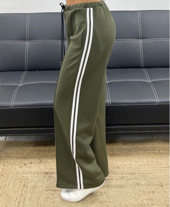 SPODNIE Z 2 KIESZENIAMI W PASKI AH250688 KHAKI