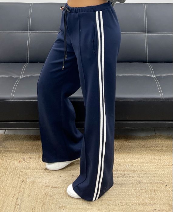 2-POCKET-HOSE MIT STREIFEN AH250688 MARINEBLAU