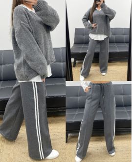 PANTALON 2 POCHES A BANDES AH250688 GRIS