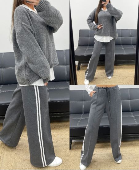 PANTALONE 2 TASCHE CON RIGHE AH250688 GRIGIO