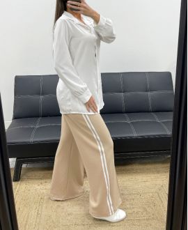 PANTALÓN DE 2 BOLSILLOS CON RAYAS AH250688 BEIGE