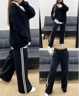 2-POCKET TROUSERS WITH BANDS AH250688 BLACK