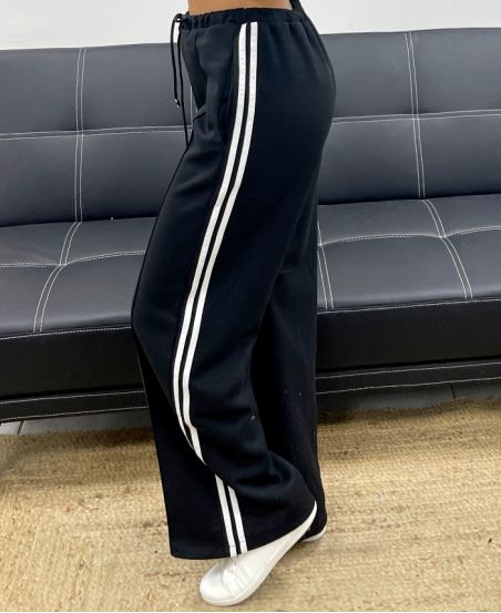 2-POCKET BROEK MET BANDEN AH250688 ZWART