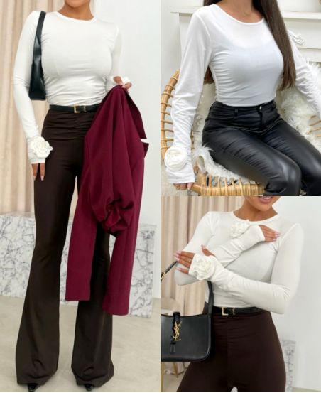 TOP A MANCHES FANTAISIES AH250627 BLANC