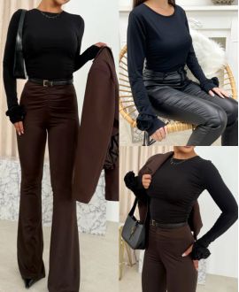 TOP A MANCHES FANTAISIES AH250627 NOIR