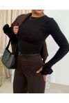 TOP A MANCHES FANTAISIES AH250627 NOIR