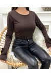 TOP A MANCHES FANTAISIES AH250627 CHOCOLAT