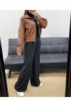VESTE SIMILI CUIR AVEC ZIP AH250695 CHOCOLAT