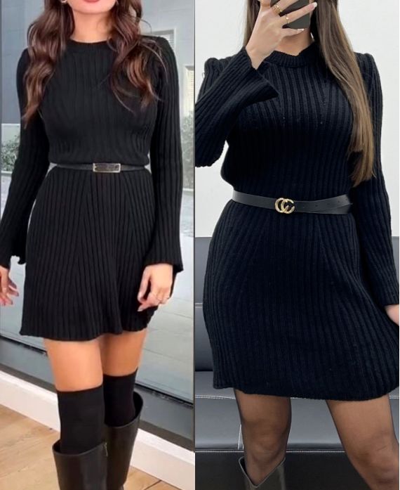 RIBBED KNIT DRESS AH250732 BLACK